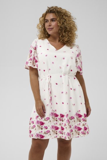 Kaffe Curve Rosa Mini Dress White Rose Border Flower - Mini kleitas - 
