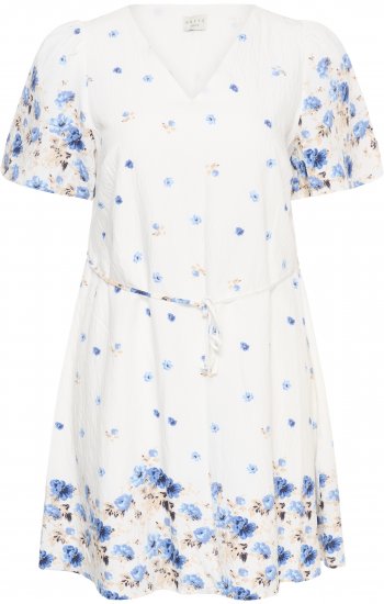 Kaffe Curve Rosa Mini Dress Blue Tones Border Flower - Vasaras kleitas - 