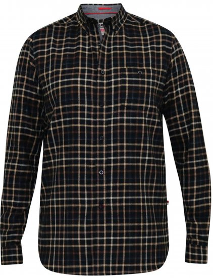 D555 Destin Checked Long Sleeve Shirt Black/Tan Check - Krekli ar garām piedurknēm - 