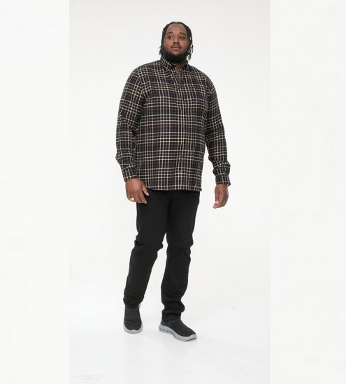 D555 Destin Checked Long Sleeve Shirt Black/Tan Check - Krekli ar garām piedurknēm - 