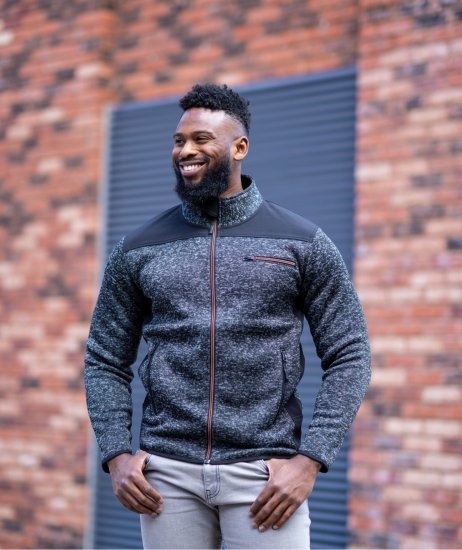 Kam jeans KV133 Twisted Marl Fleece Jacket Black - Jakas & Lietus apģērbs - Jakas - 2XL-12XL