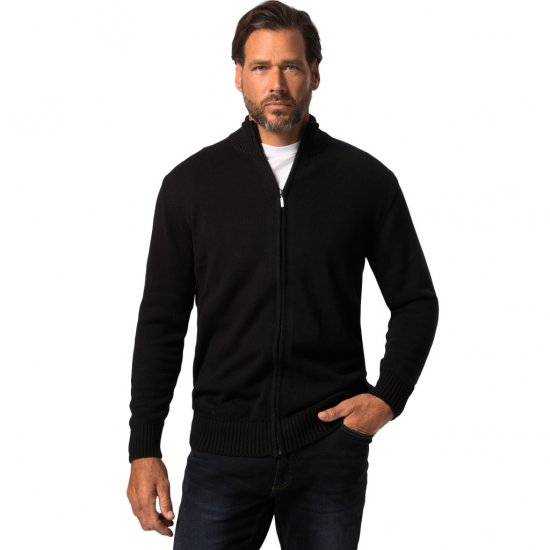 JP1880 Cardigan Knitted with Zipper Black TALL - VĪRIEŠU APĢĒRBS MT-6XLT - Apģērbs gariem vīriešiem