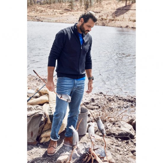 JP1880 Cardigan Knitted with Zipper Navy TALL - VĪRIEŠU APĢĒRBS MT-6XLT - Apģērbs gariem vīriešiem