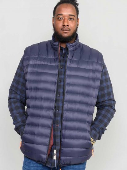 D555 WICKHAM 1 Puffer Gilet with Burgundy Lining Navy - Vestes - Vestes lielos izmēros