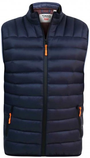 D555 WICKHAM 1 Puffer Gilet with Burgundy Lining Navy - Vestes - Vestes lielos izmēros