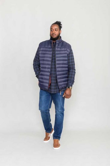 D555 WICKHAM 1 Puffer Gilet with Burgundy Lining Navy - Vestes - Vestes lielos izmēros