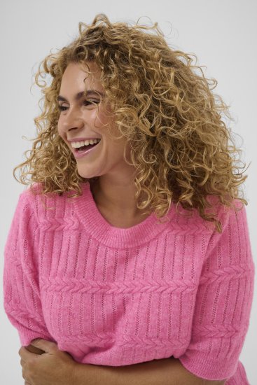 Kaffe Curve Minia Pullover Pink Power Melange - Adīti džemperi - 