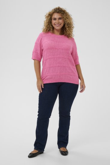 Kaffe Curve Minia Pullover Pink Power Melange - Adīti džemperi - 