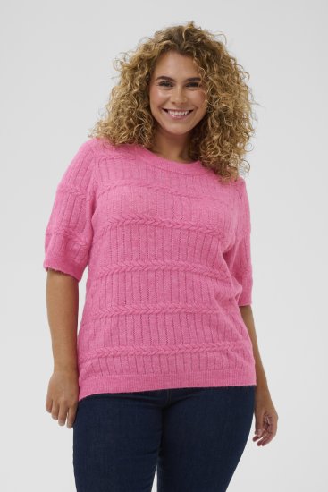 Kaffe Curve Minia Pullover Pink Power Melange - Adīti džemperi - 