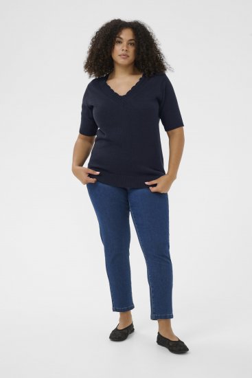 Kaffe Curve Leani Knitted Pullover Midnight Marine - Adīti džemperi - 