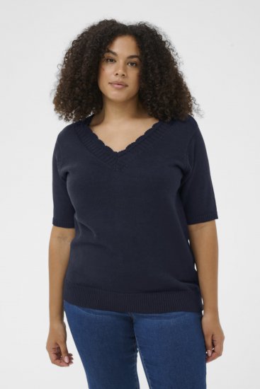 Kaffe Curve Leani Knitted Pullover Midnight Marine - Adīti džemperi - 