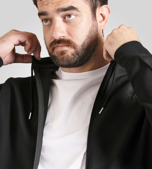 Duke Kenilworth Pin Tuck Sleeves Zip Through Hoodie Dark Navy TALL - TALL džemperi - 