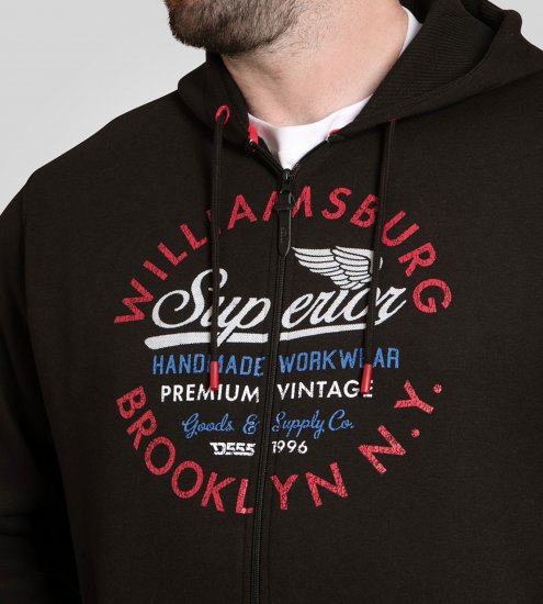 Duke Southampton Brooklyn Chest Print Full Zip Hoodie Black - Džemperi un džemperi ar kapuci - Džemperi - 2XL-14XL