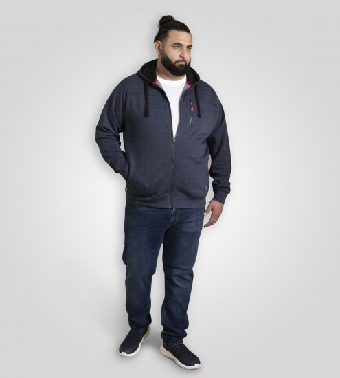 D555 Mansfield Hoodie with Zipper Navy - Džemperi un džemperi ar kapuci - Džemperi - 2XL-14XL