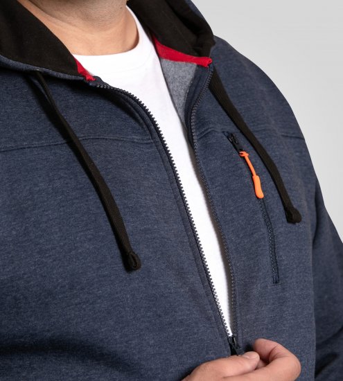 D555 Mansfield Hoodie with Zipper Navy - Džemperi un džemperi ar kapuci - Džemperi - 2XL-14XL
