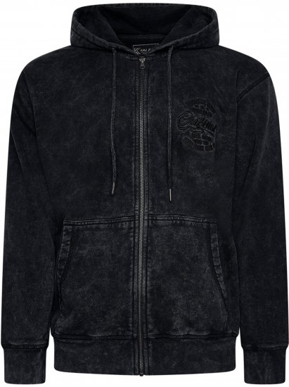 Kam Jeans 7082 Garment DYE with Zipper Hoodie Black - Džemperi un džemperi ar kapuci - Džemperi - 2XL-14XL