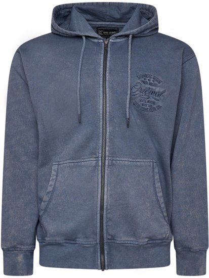 Kam Jeans 7082 Garment DYE with Zipper Hoodie Vintage Indigo - Džemperi un džemperi ar kapuci - Džemperi - 2XL-14XL