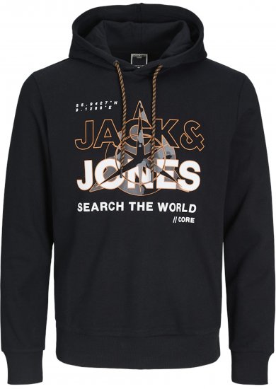 Jack & Jones Hunt Hoodie Black - Džemperi un džemperi ar kapuci - Džemperi - 2XL-14XL