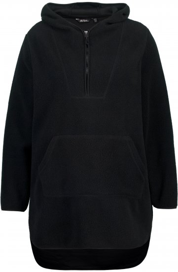 Ulla Popken Teddy Fleece Hooded Zip Neck Sweatshirt Black - Džemperi un džemperi ar kapuci - 