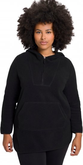 Ulla Popken Teddy Fleece Hooded Zip Neck Sweatshirt Black - Džemperi un džemperi ar kapuci - 