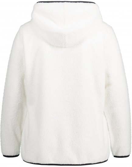Ulla Popken Teddy Fleece Partial Zip Hoodie Snow White - Džemperi un džemperi ar kapuci - 