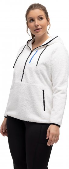 Ulla Popken Teddy Fleece Partial Zip Hoodie Snow White - Džemperi un džemperi ar kapuci - 
