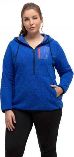 Ulla Popken Teddy Fleece Partial Zip Hoodie Royal Blue - Džemperi un džemperi ar kapuci - 