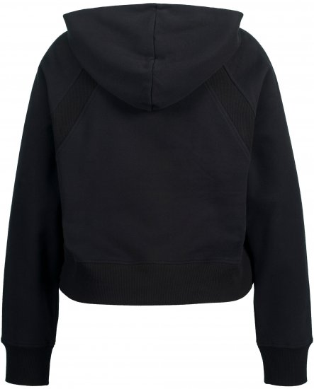 Ulla Popken Ribbed Inset Zip Collar Hoodie Black - Džemperi un džemperi ar kapuci - 