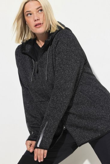 Ulla Popken Sweater Knit Fleece Hoodie Black - Džemperi un džemperi ar kapuci - Mīksti džemperi un jakas