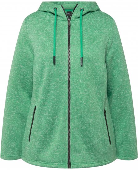 Ulla Popken Melange Knit Fleece Lined Hoodie Spring Green - Džemperi un džemperi ar kapuci - 