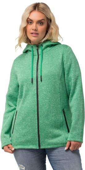 Ulla Popken Melange Knit Fleece Lined Hoodie Spring Green - Džemperi un džemperi ar kapuci - 
