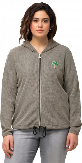 Ulla Popken Drawstring Hem Zip-Up Hoodie Grey - Džemperi un džemperi ar kapuci - 