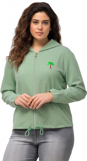 Ulla Popken Drawstring Hem Zip-Up Hoodie Light Green - Džemperi un džemperi ar kapuci - 