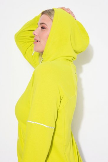 Ulla Popken Zippered Pocket and Reflective Piping Hoodie Green Apple - Džemperi un džemperi ar kapuci - Mīksti džemperi un jakas