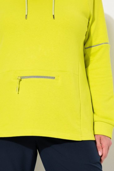 Ulla Popken Zippered Pocket and Reflective Piping Hoodie Green Apple - Džemperi un džemperi ar kapuci - Mīksti džemperi un jakas