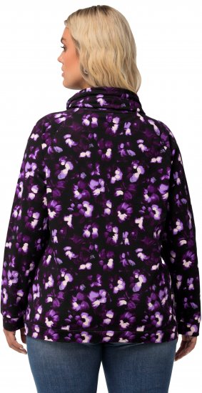 Ulla Popken Floral Print Drawstring Collar Hoodie Black - Džemperi un džemperi ar kapuci - 