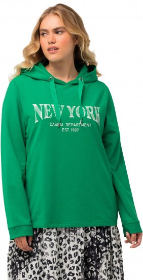 Ulla Popken City Name Graphic Hoodie Emerald Green - Džemperi un džemperi ar kapuci - 