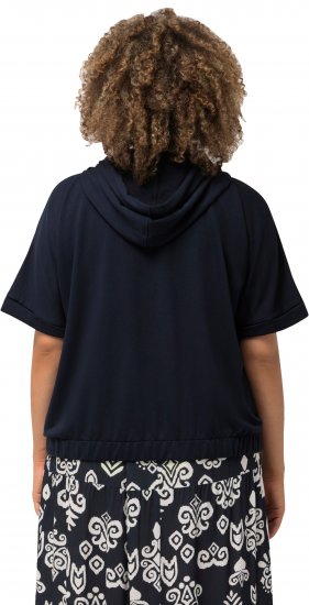 Ulla Popken Short Sleeve Zip-Up Hoodie Navy - Džemperi un džemperi ar kapuci - 
