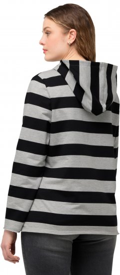 Ulla Popken Mixed Stripe Long Sleeve Hoodie Black - Džemperi un džemperi ar kapuci - 