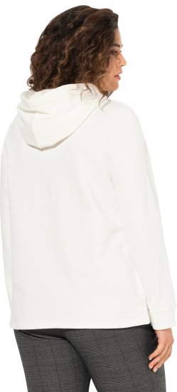 Ulla Popken Face Graphic Long Sleeve Hoodie Off-White - Džemperi un džemperi ar kapuci - 