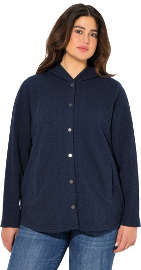 Ulla Popken Cable Knit Long Sleeve Hoodie Navy - Džemperi un džemperi ar kapuci - 