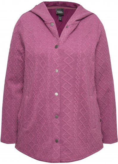 Ulla Popken Cable Knit Long Sleeve Hoodie Berry - Džemperi un džemperi ar kapuci - 