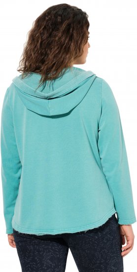 Ulla Popken Open Edged Long Sleeve V-Neck Hoodie Mint Green - Džemperi un džemperi ar kapuci - 
