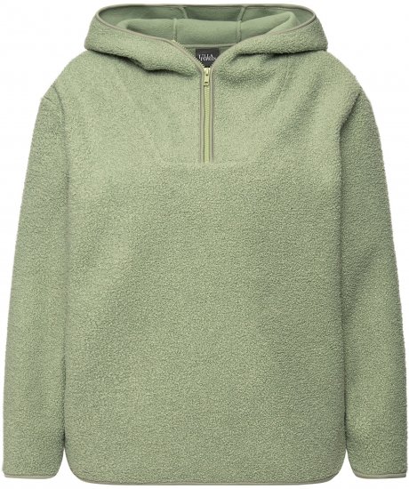 Ulla Popken Teddy Plush Long Sleeve Hoodie Sage Green - Džemperi un džemperi ar kapuci - 