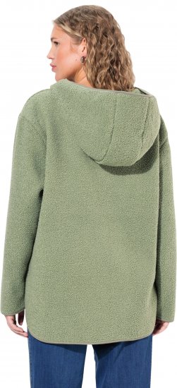 Ulla Popken Teddy Plush Long Sleeve Hoodie Sage Green - Džemperi un džemperi ar kapuci - 