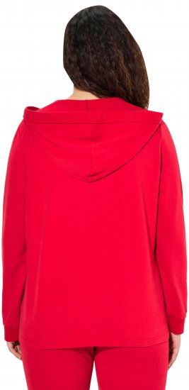 Ulla Popken Plunge Neck Long Sleeve Hoodie Salsa Red - Džemperi un džemperi ar kapuci - 