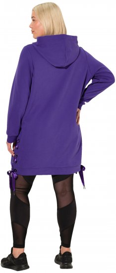 Ulla Popken Longline Lace Up Hoodie Purple - Džemperi un džemperi ar kapuci - 