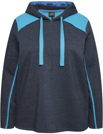Ulla Popken Waffle Pique Contrast Color Hoodie Navy - Džemperi un džemperi ar kapuci - 