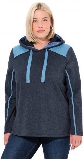 Ulla Popken Waffle Pique Contrast Color Hoodie Navy - Džemperi un džemperi ar kapuci - 