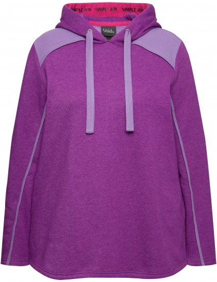 Ulla Popken Waffle Pique Contrast Color Hoodie Dark Purple - Džemperi un džemperi ar kapuci - 